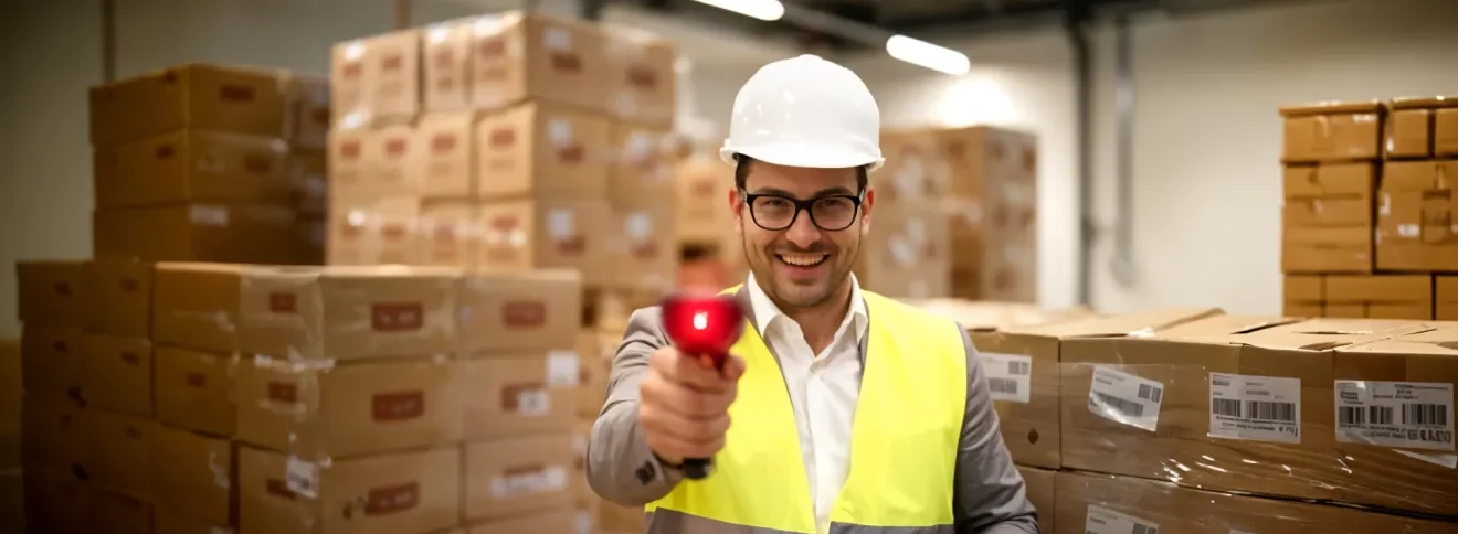 man with barcode scanner